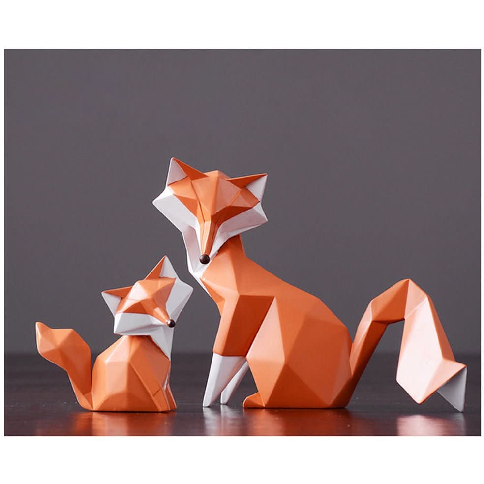 Lisslune | Geometric Fox Figurine – Modern Resin Sculpture