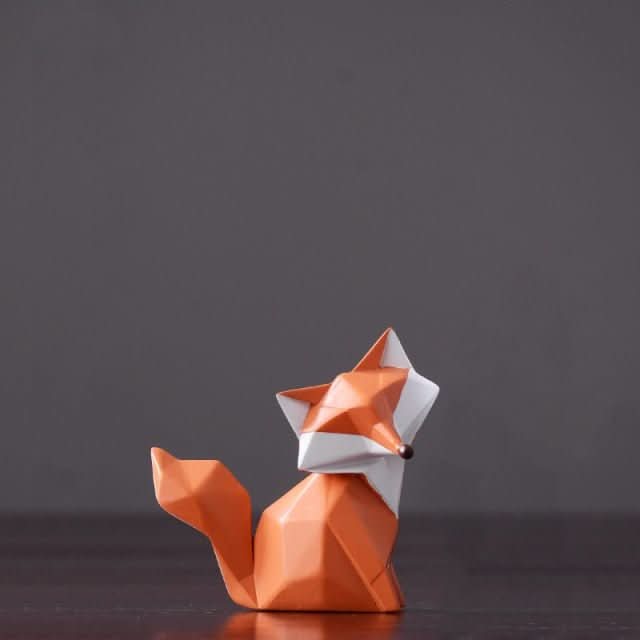 Lisslune | Geometric Fox Figurine – Modern Resin Sculpture