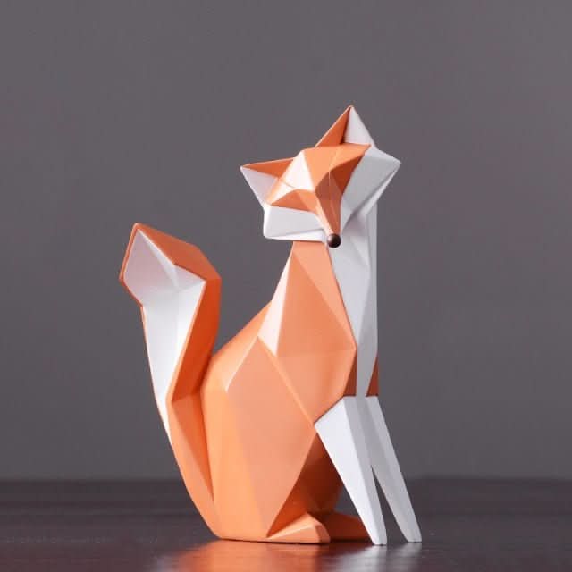 Lisslune | Geometric Fox Figurine – Modern Resin Sculpture