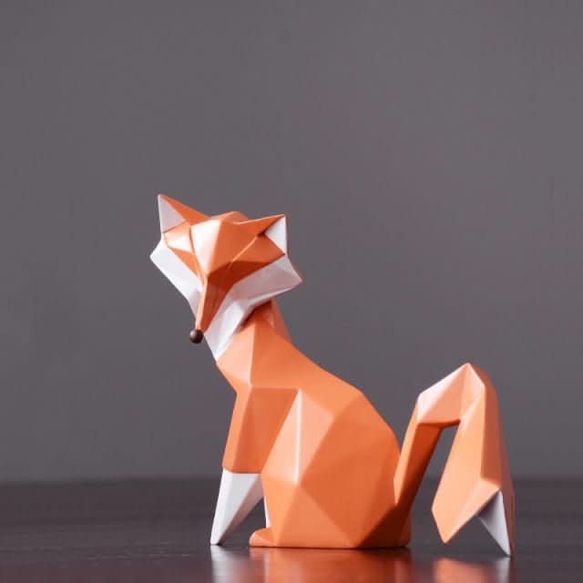 Lisslune | Geometric Fox Figurine – Modern Resin Sculpture