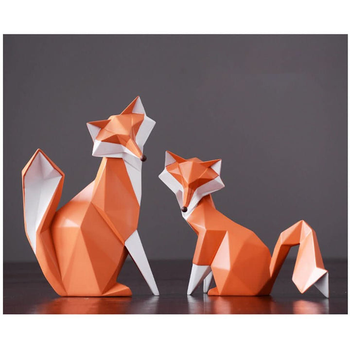 Lisslune | Geometric Fox Figurine – Modern Resin Sculpture