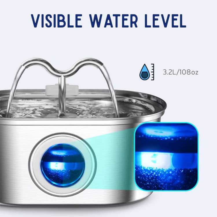Lisslune | Cat Water Fountain made of Stainless Steel – Quiet, Hygienic and BPA-free – 2L Capacity