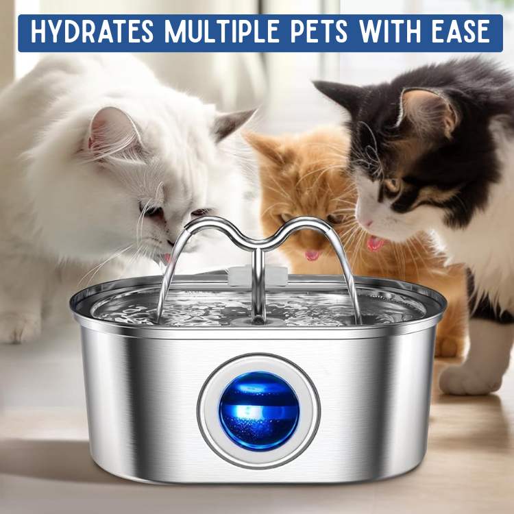 Lisslune | Cat Water Fountain made of Stainless Steel – Quiet, Hygienic and BPA-free – 2L Capacity