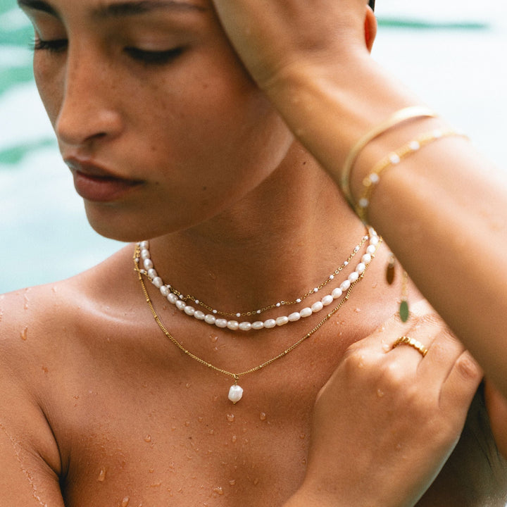 Lisslune | Amélie Freshwater Pearl Choker Necklace with 18K Gold Coating