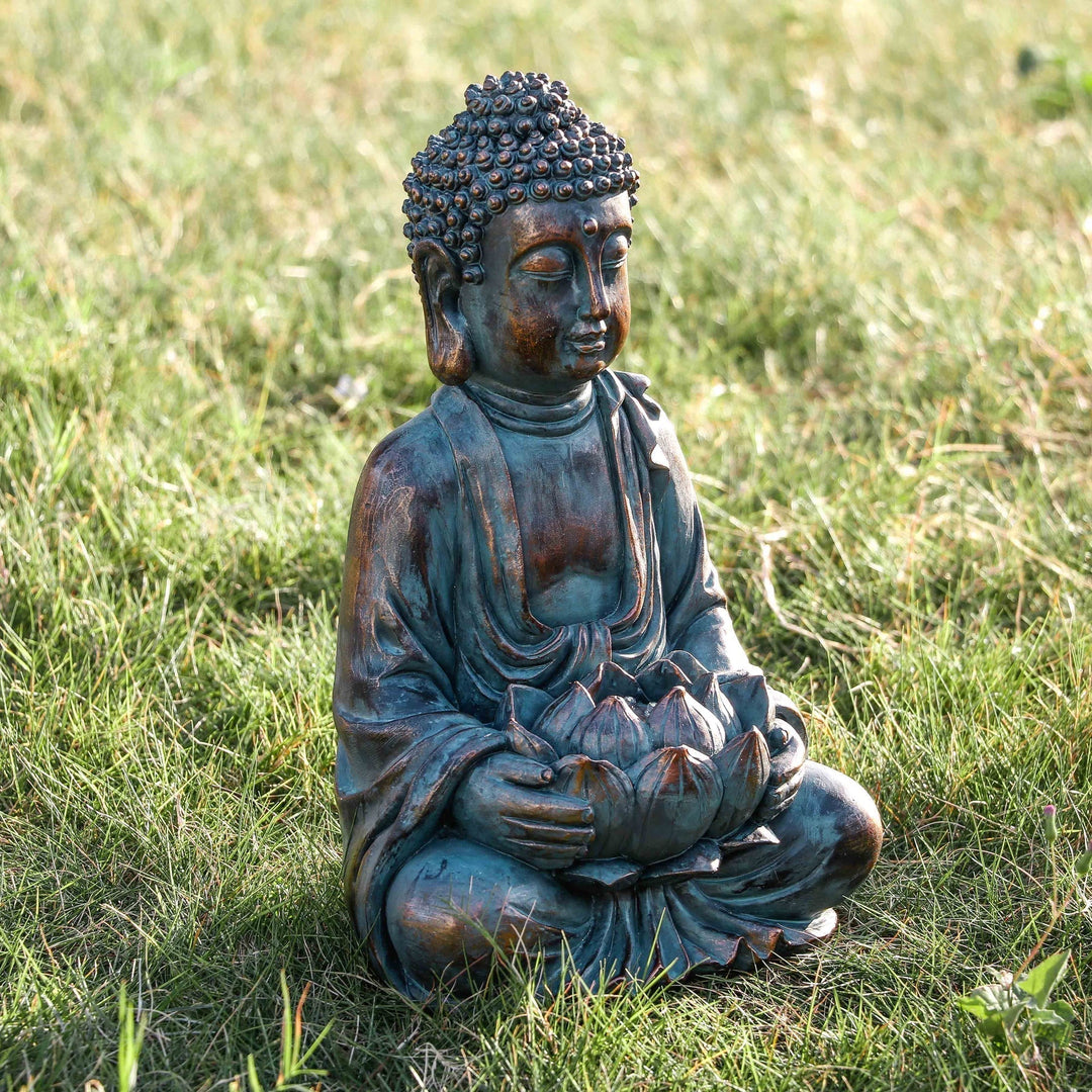 Lisslune | TranquilLight Solar-powered Buddha statue – Garden furniture with gentle LED lighting