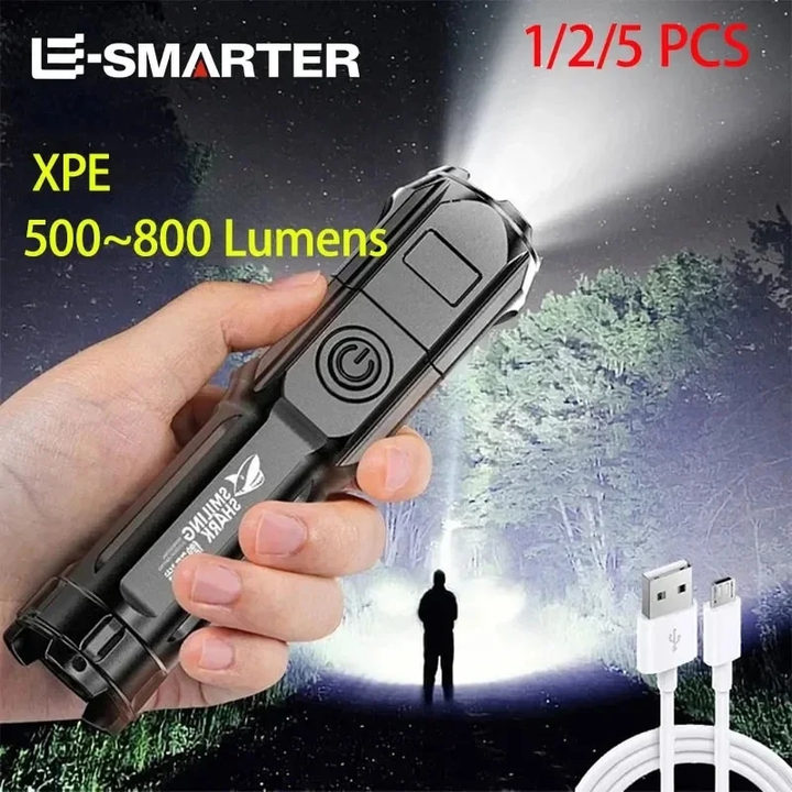 Lisslune | High-Power LED Flashlight with Zoom Rechargeable USB Camping Lamp