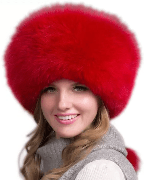 Lisslune | FurLuxe Natural Fox Fur Winter Hat | Thick fur cap with earmuffs for elegant cold-weather style