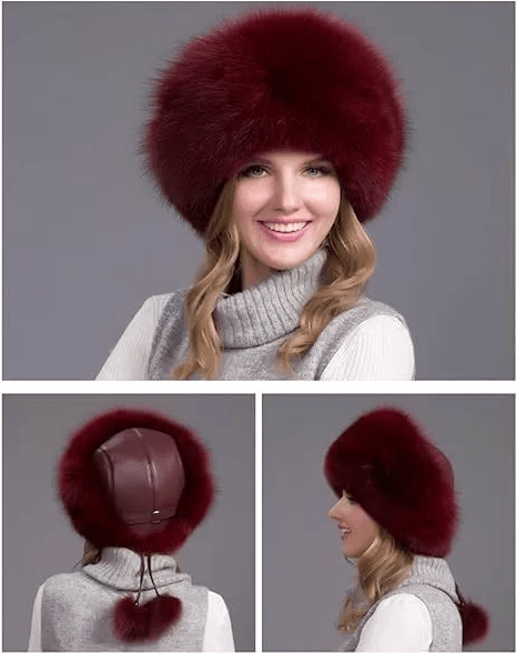 Lisslune | FurLuxe Natural Fox Fur Winter Hat | Thick fur cap with earmuffs for elegant cold-weather style