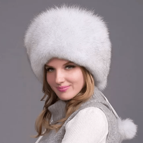 Lisslune | FurLuxe Natural Fox Fur Winter Hat | Thick fur cap with earmuffs for elegant cold-weather style