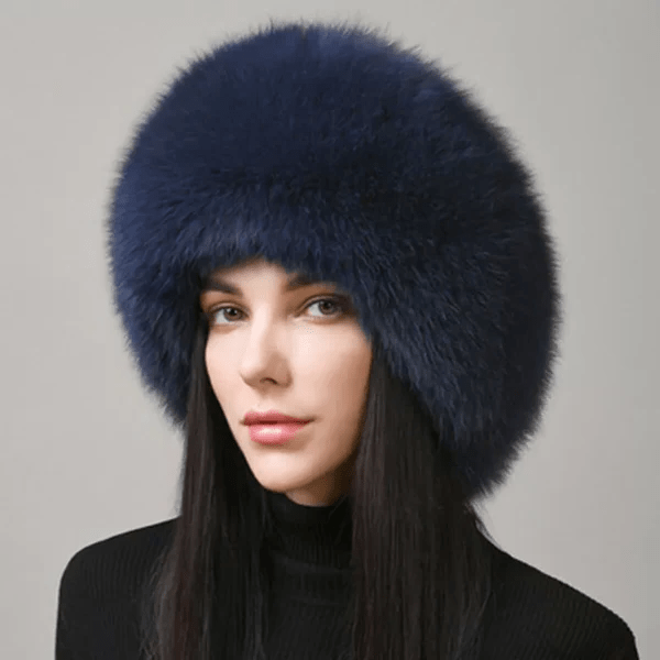 Lisslune | FurLuxe Natural Fox Fur Winter Hat | Thick fur cap with earmuffs for elegant cold-weather style