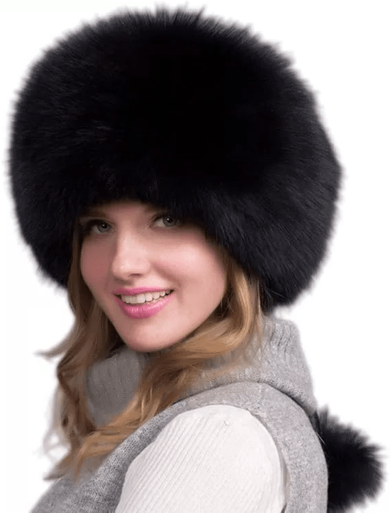 Lisslune | FurLuxe Natural Fox Fur Winter Hat | Thick fur cap with earmuffs for elegant cold-weather style