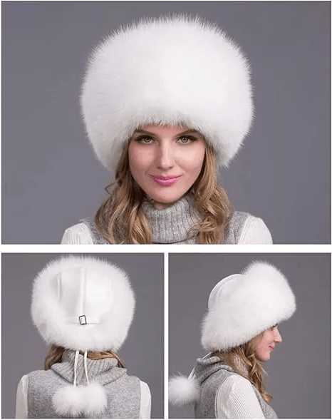 Lisslune | FurLuxe Natural Fox Fur Winter Hat | Thick fur cap with earmuffs for elegant cold-weather style