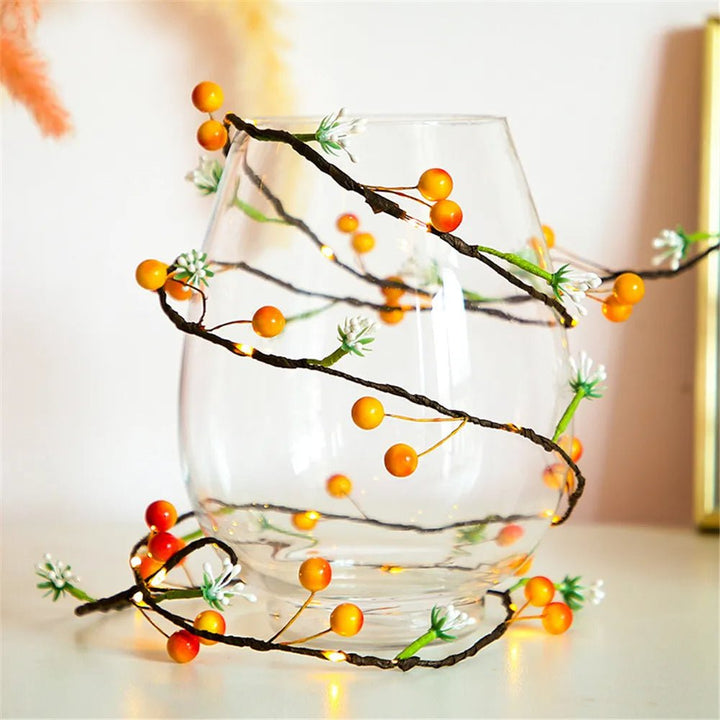 Lisslune | Fruit And Flower String Lights – Battery-Powered Garland with Copper Wire, Perfect for Christmas, Thanksgiving, and Holiday Décor