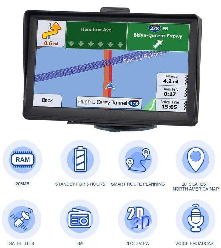 Lisslune | 7" GPS Navigation System – 2025 Upgraded Sat Nav for Cars & Trucks