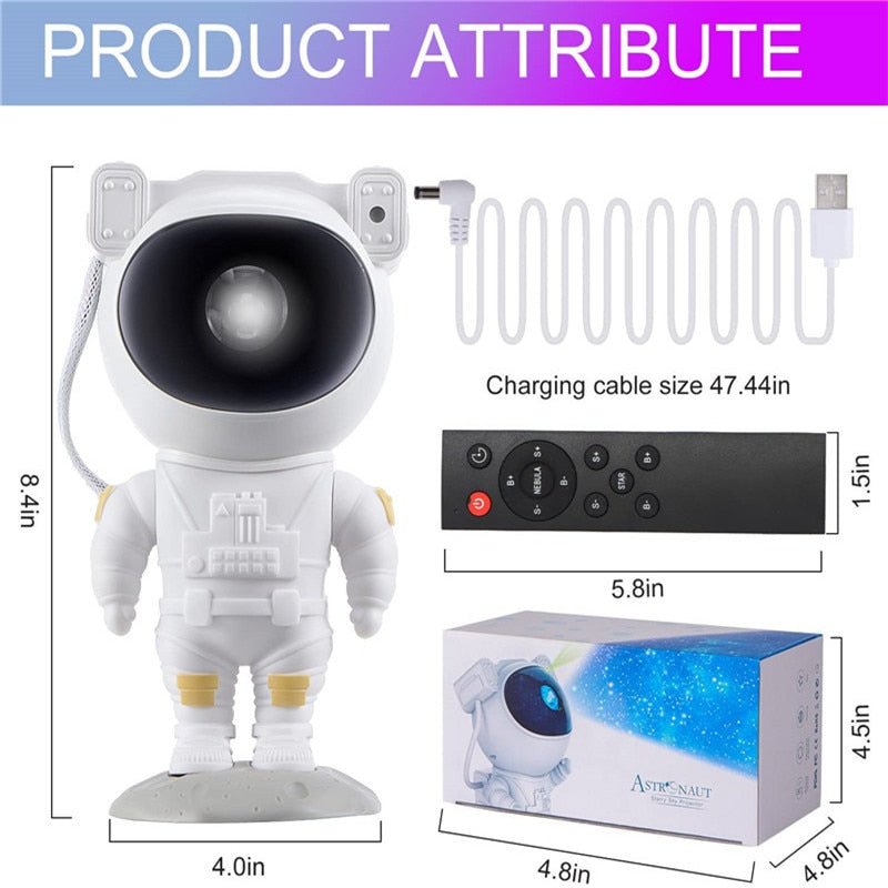 Lisslune | Galaxy Star Projector Night Light - Astronaut Theme Room Decor, Starry Sky Lamp for Bedroom Decoration and Unique Gift Idea