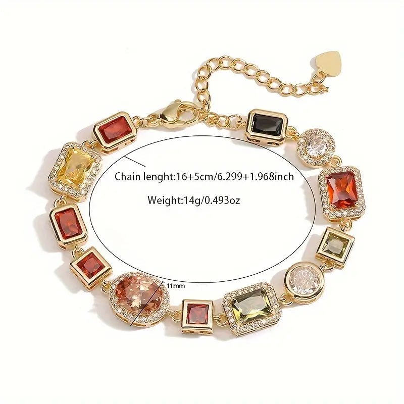 Lisslune | Geometric Zircon Jewelry Set – Modern Gold-Plated Necklace & Earrings