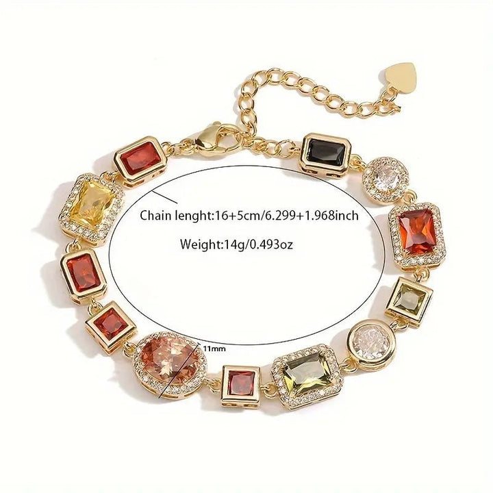 Lisslune | Geometric Zircon Jewelry Set – Modern Gold-Plated Necklace & Earrings
