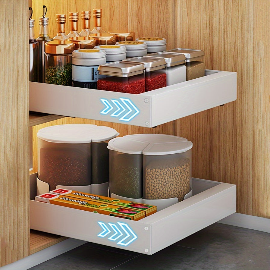 Lisslune | Lina Pull-Out Kitchen Cabinet Organiser – Space-Saving Sliding Pantry Storage Rack