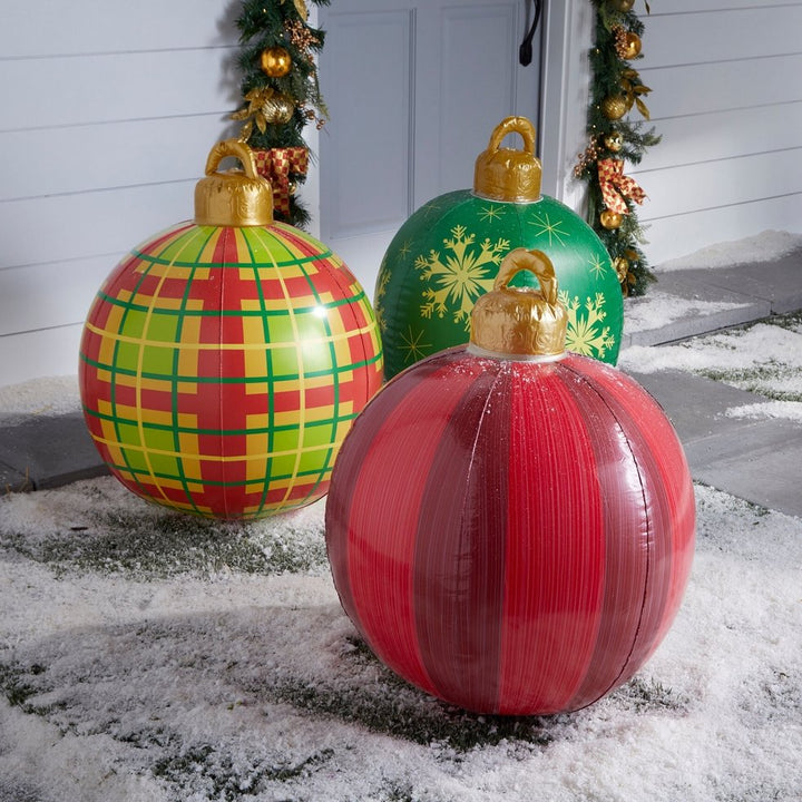 Lisslune | Giant Inflatable Christmas Ornament, 24 Inch Christmas Ball Outdoor Holiday Yard Lawn Porch Decor