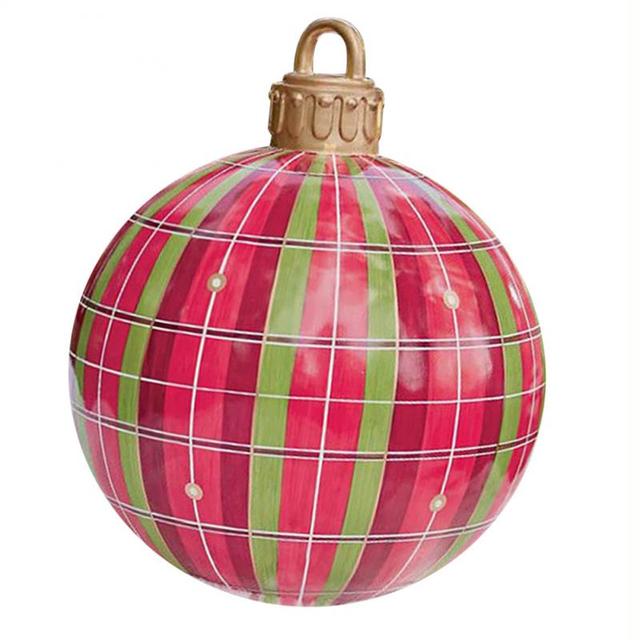 Lisslune | Giant Inflatable Christmas Ornament, 24 Inch Christmas Ball Outdoor Holiday Yard Lawn Porch Decor