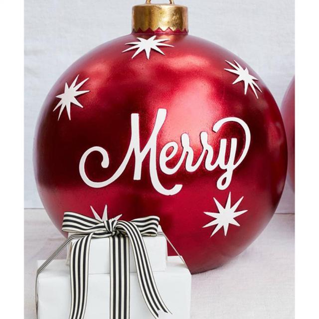Lisslune | Giant Inflatable Christmas Ornament, 24 Inch Christmas Ball Outdoor Holiday Yard Lawn Porch Decor