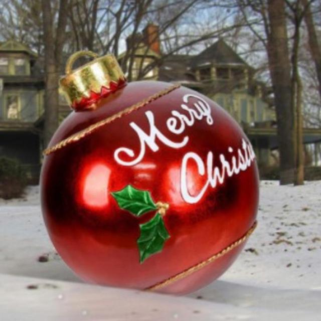 Lisslune | Giant Inflatable Christmas Ornament, 24 Inch Christmas Ball Outdoor Holiday Yard Lawn Porch Decor