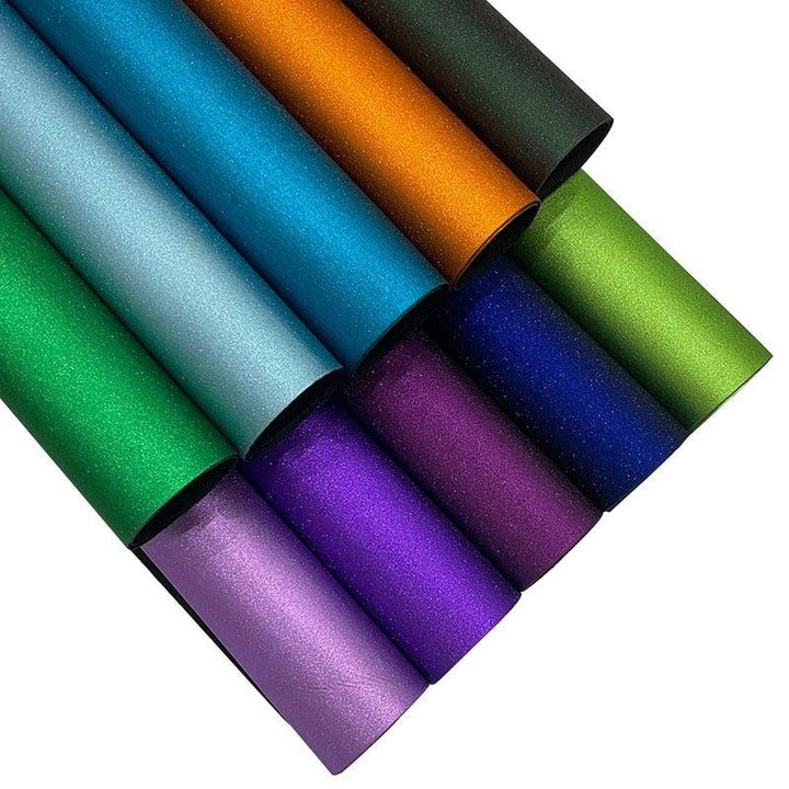 Lisslune | Sparkling Glitter Synthetic Leather Craft Sheets for Creative Creations