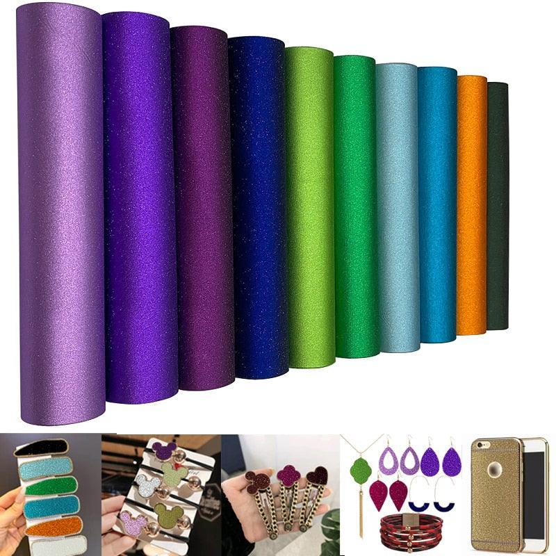 Lisslune | Sparkling Glitter Synthetic Leather Craft Sheets for Creative Creations