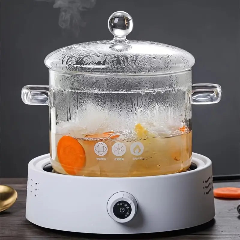 Lisslune | KookZicht Glass – Transparent Glass Cooking Pot with Handles (1360 ml)