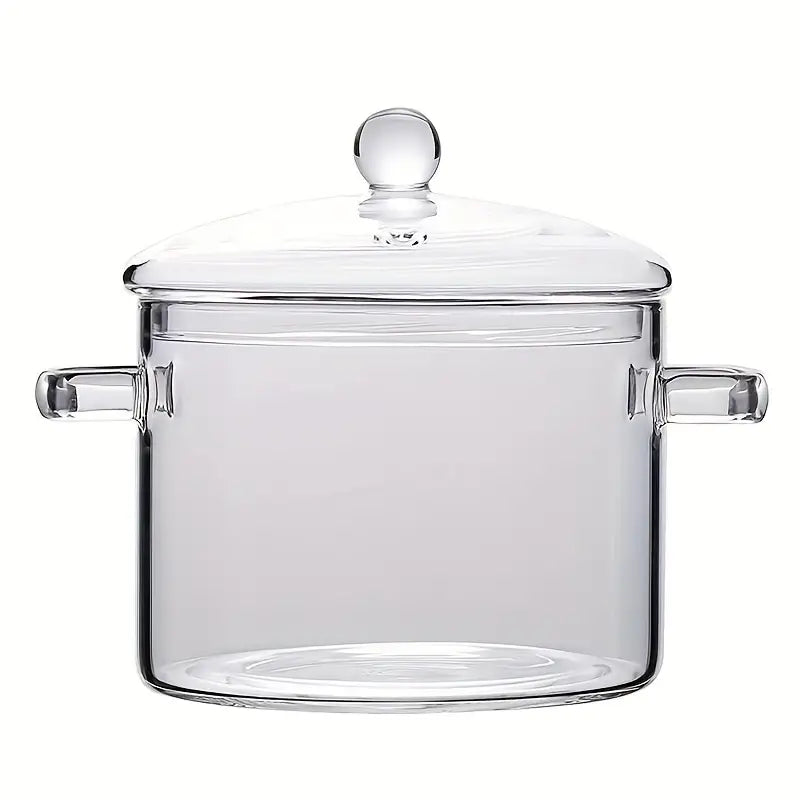 Lisslune | KookZicht Glass – Transparent Glass Cooking Pot with Handles (1360 ml)