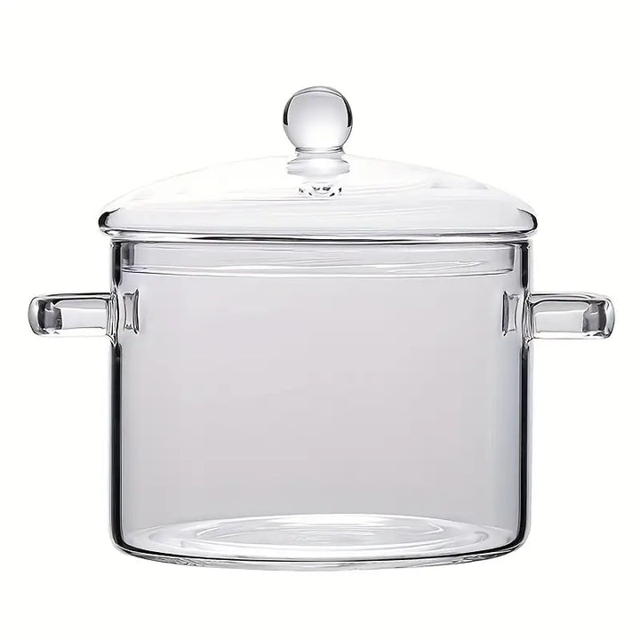 Lisslune | KookZicht Glass – Transparent Glass Cooking Pot with Handles (1360 ml)