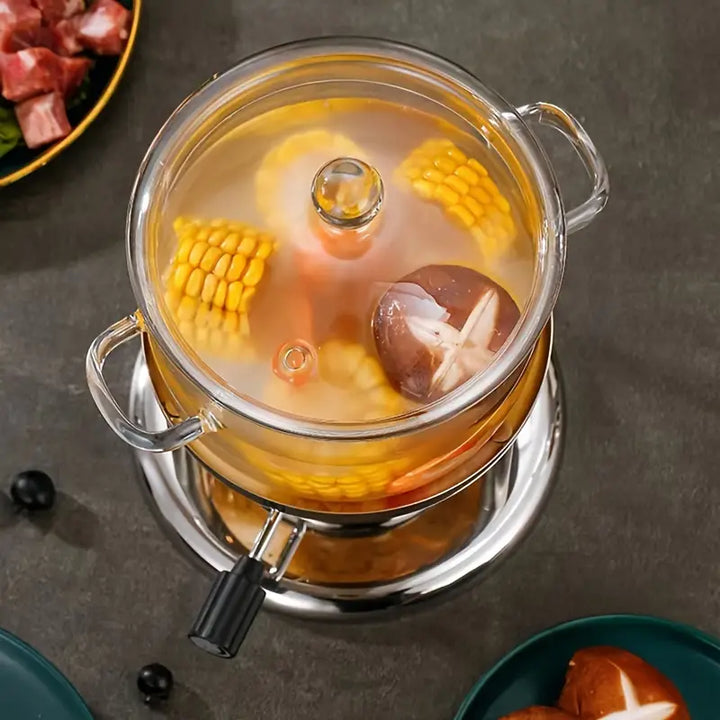 Lisslune | KookZicht Glass – Transparent Glass Cooking Pot with Handles (1360 ml)