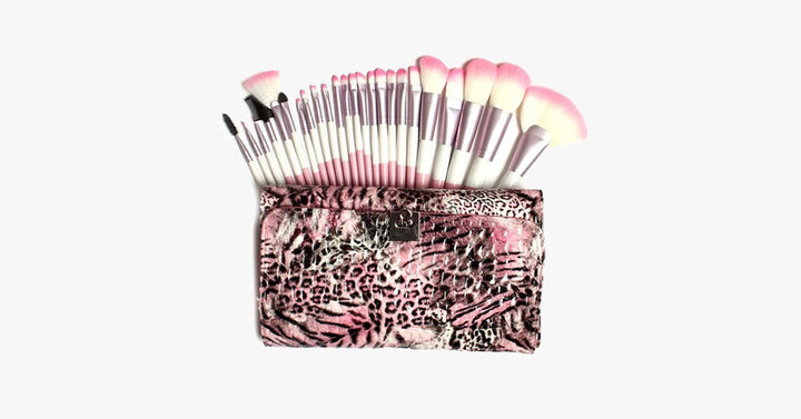 Lisslune | 24-piece Pink Leopard Brush Set