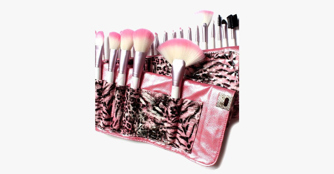 Lisslune | 24-piece Pink Leopard Brush Set