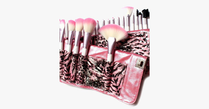 Lisslune | 24-piece Pink Leopard Brush Set