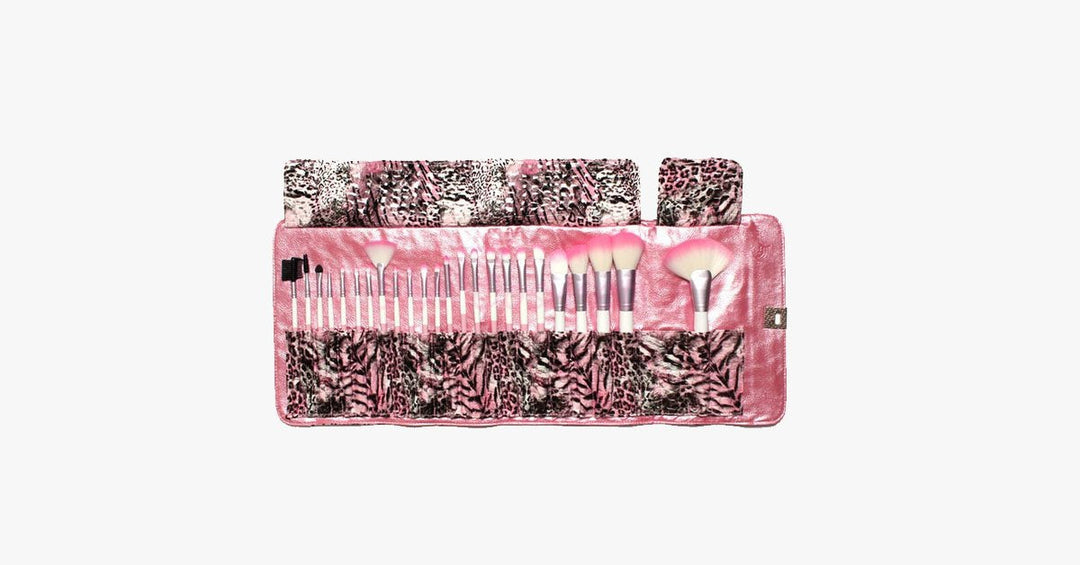 Lisslune | 24-piece Pink Leopard Brush Set