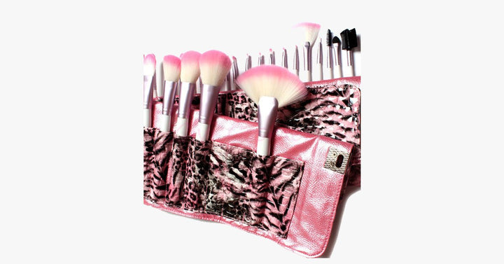 Lisslune | 24-piece Pink Leopard Brush Set