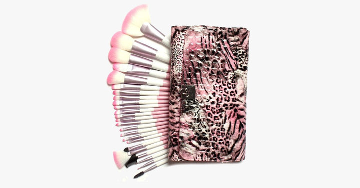 Lisslune | 24-piece Pink Leopard Brush Set