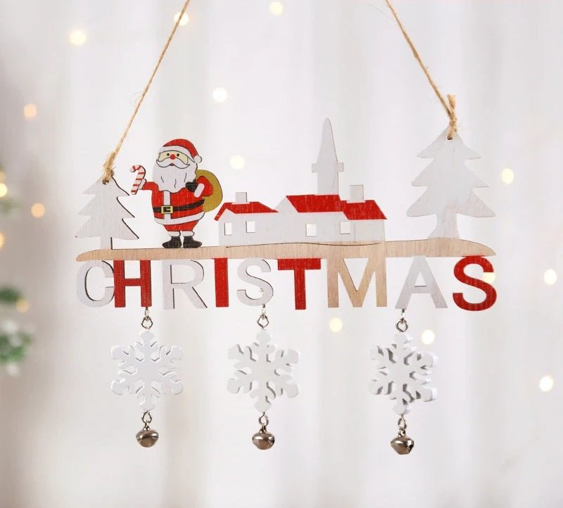 Lisslune | Gnome Santa Claus Wooden Hanging Ornament Signage - Set of 5 – Festive Christmas Decoration for Home, Door, and Tree, Perfect for Holiday Cheer