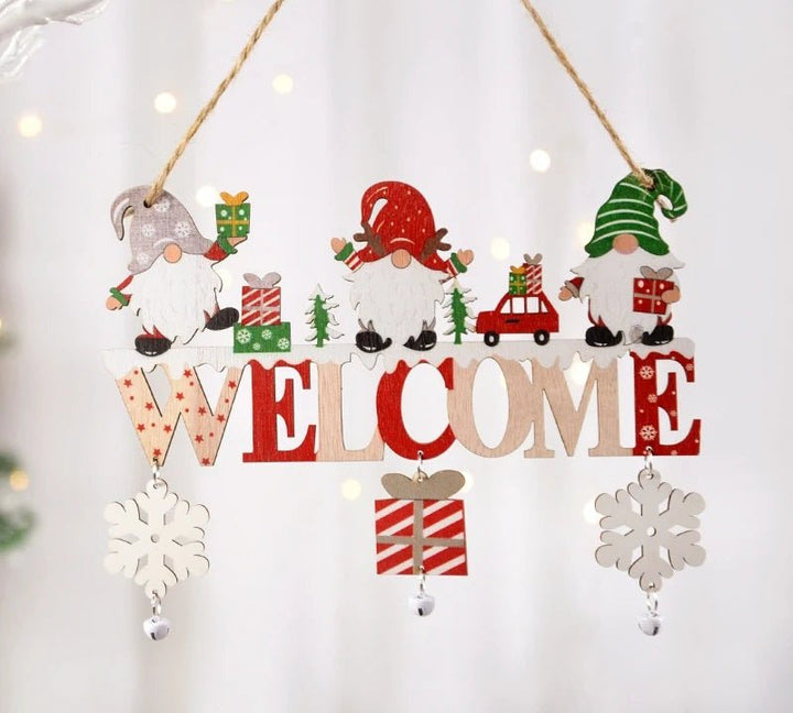 Lisslune | Gnome Santa Claus Wooden Hanging Ornament Signage - Set of 5 – Festive Christmas Decoration for Home, Door, and Tree, Perfect for Holiday Cheer