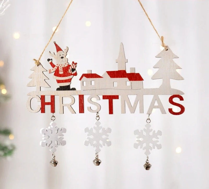 Lisslune | Gnome Santa Claus Wooden Hanging Ornament Signage - Set of 5 – Festive Christmas Decoration for Home, Door, and Tree, Perfect for Holiday Cheer