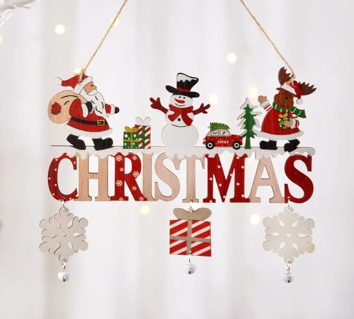 Lisslune | Gnome Santa Claus Wooden Hanging Ornament Signage - Set of 5 – Festive Christmas Decoration for Home, Door, and Tree, Perfect for Holiday Cheer