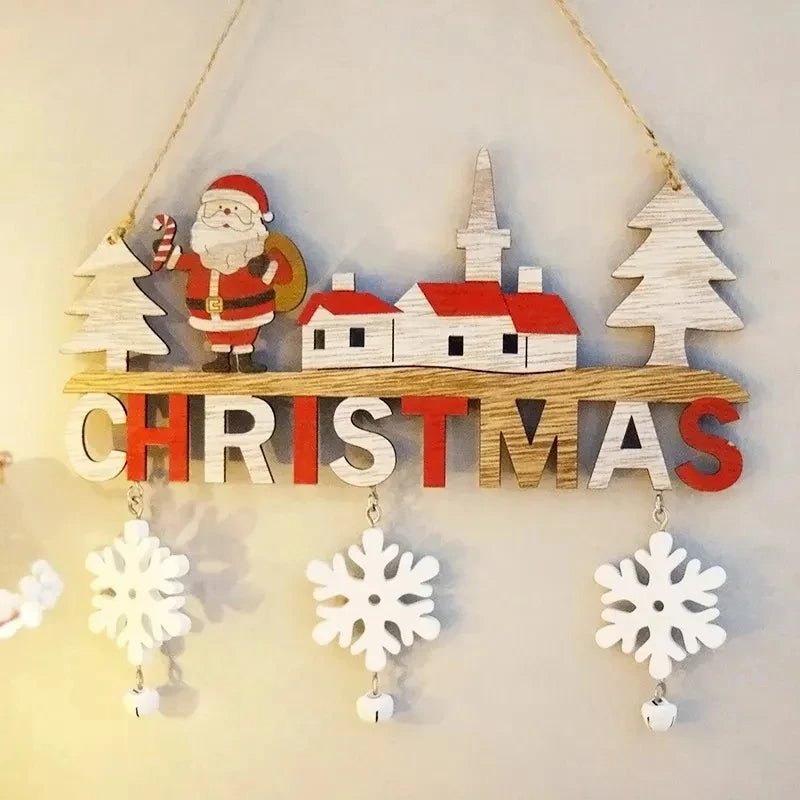 Lisslune | Gnome Santa Claus Wooden Hanging Ornament Signage - Set of 5 – Festive Christmas Decoration for Home, Door, and Tree, Perfect for Holiday Cheer