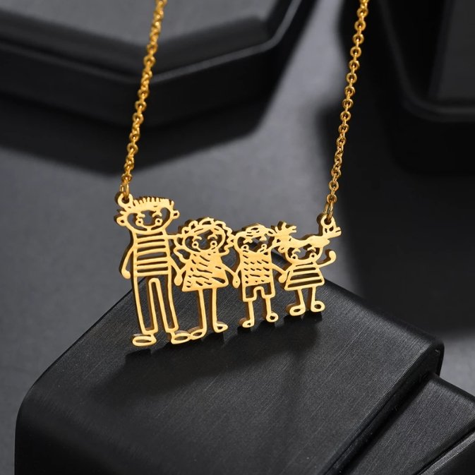 Lisslune | Individual personal keychain & necklace from children's drawing