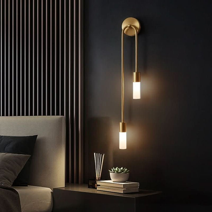 Lisslune | Modern Gold Wall Sconce – Dual Frosted Glass Lights