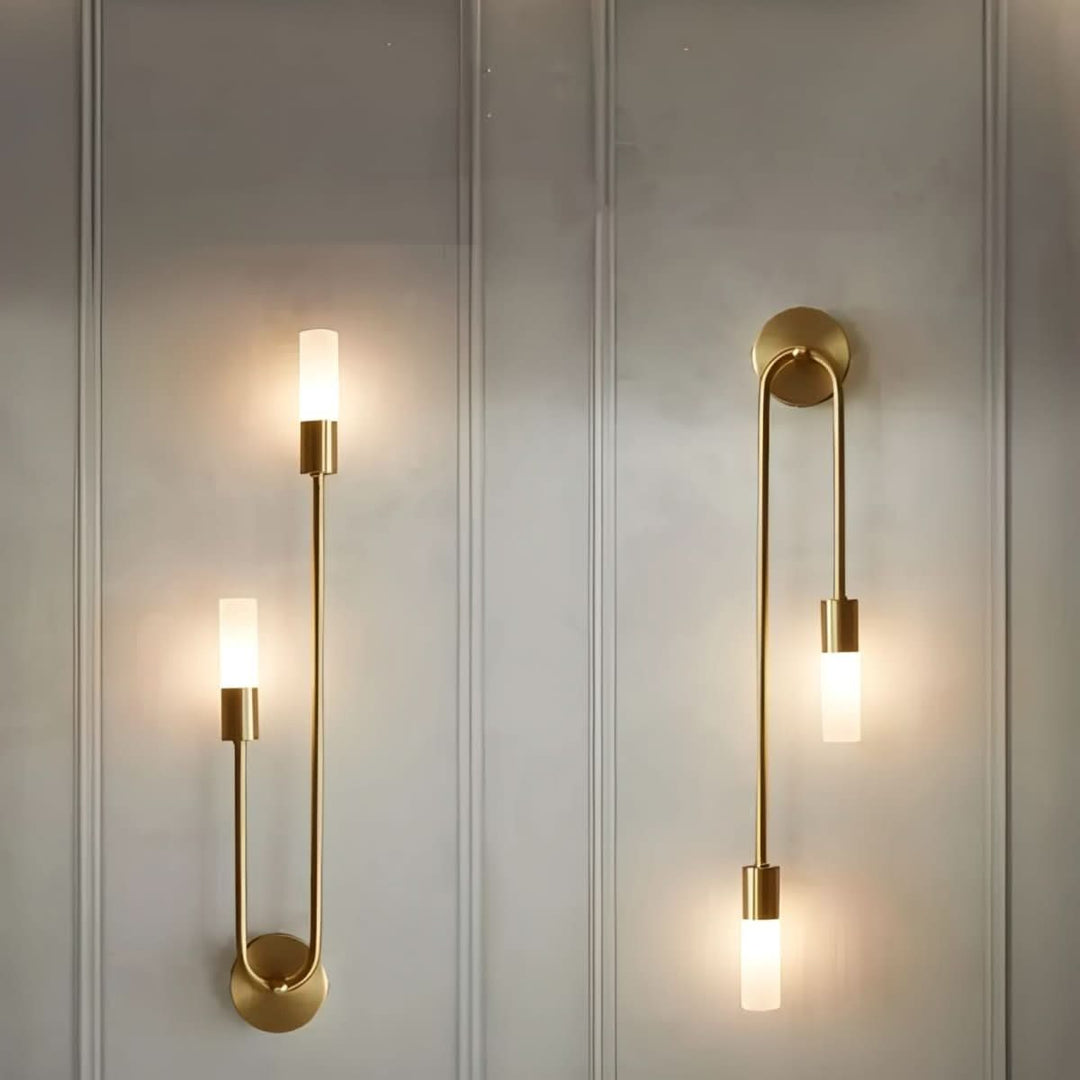 Lisslune | Modern Gold Wall Sconce – Dual Frosted Glass Lights
