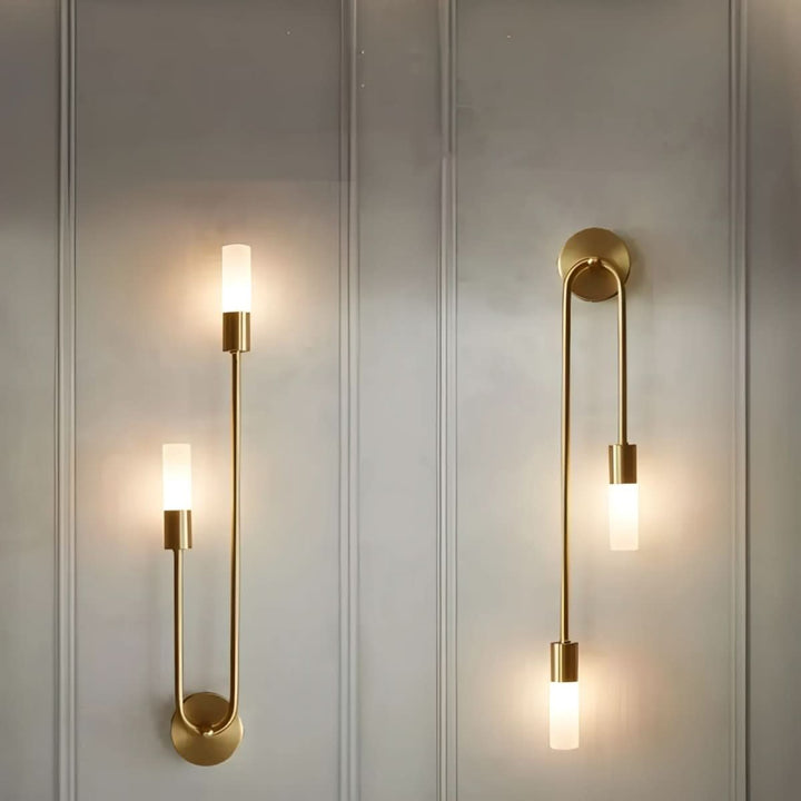 Lisslune | Modern Gold Wall Sconce – Dual Frosted Glass Lights
