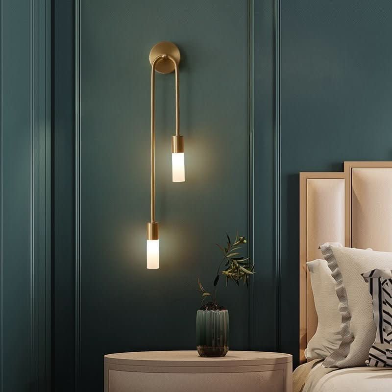 Lisslune | Modern Gold Wall Sconce – Dual Frosted Glass Lights