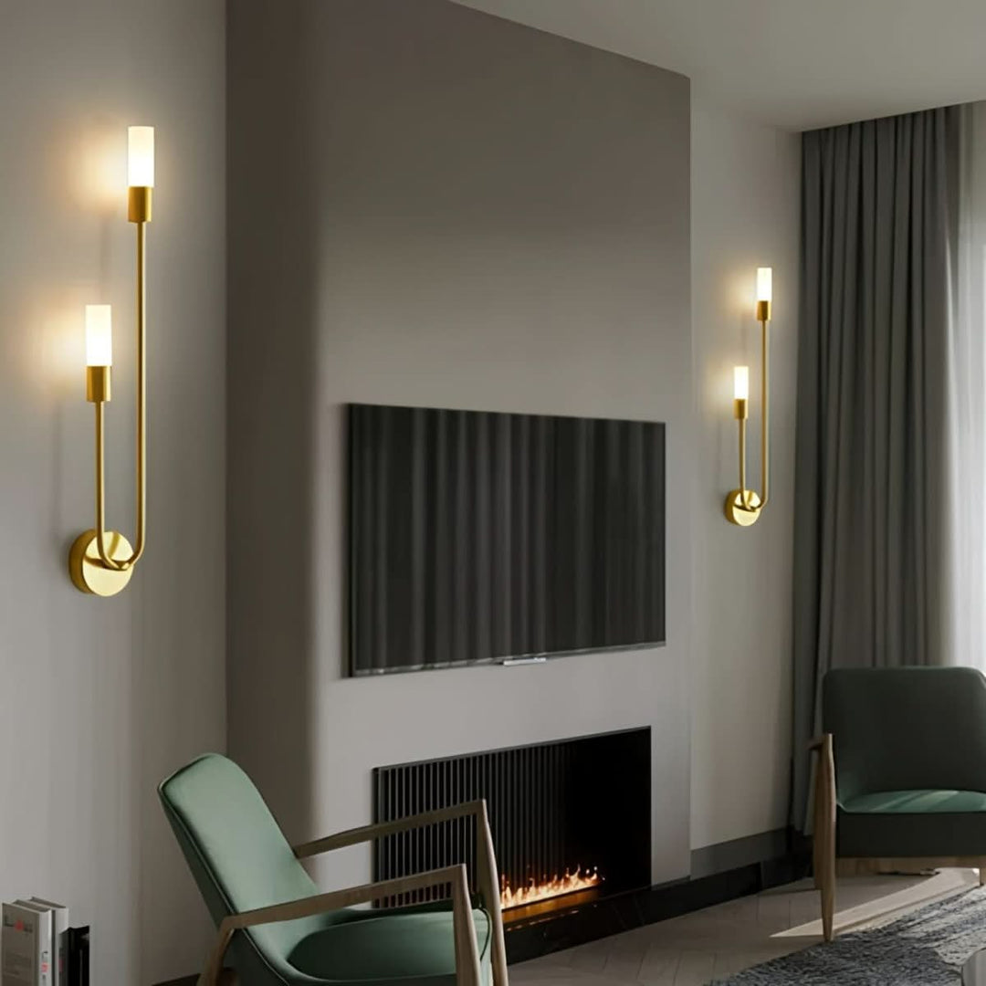 Lisslune | Modern Gold Wall Sconce – Dual Frosted Glass Lights