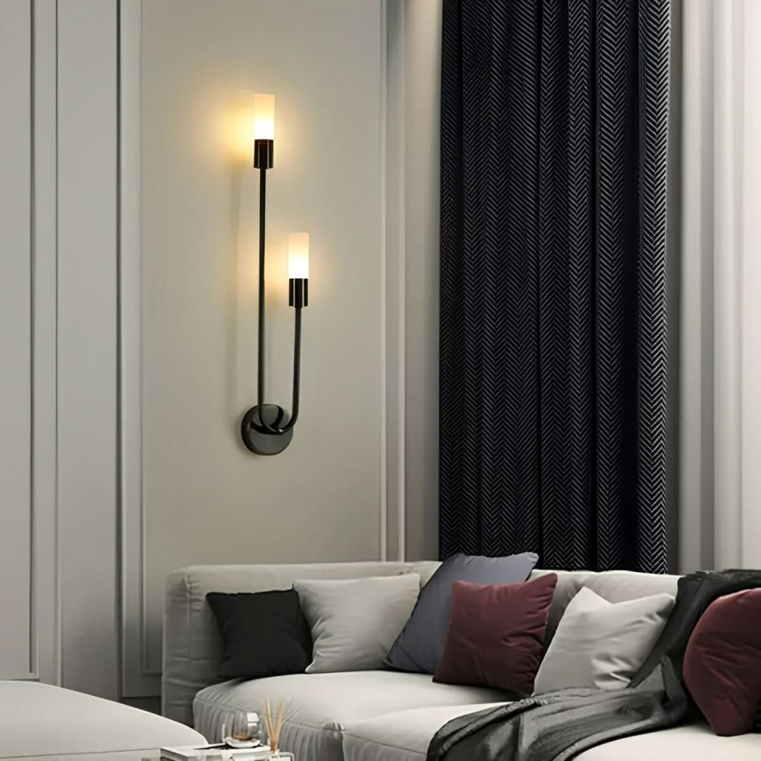 Lisslune | Modern Gold Wall Sconce – Dual Frosted Glass Lights